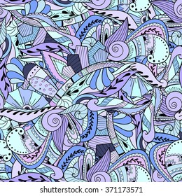 Seamless pattern background with abstract ornaments. Hand draw illustration