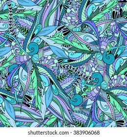 Seamless pattern background with abstract ornaments. Hand draw illustration