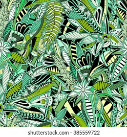 Seamless pattern background with abstract ornaments. Hand draw illustration