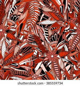 Seamless pattern background with abstract ornaments. Hand draw illustration