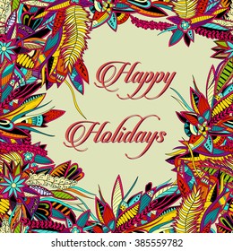 Seamless pattern background with abstract ornaments. Hand draw illustration. Greeting card