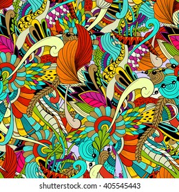Seamless pattern background with abstract ornaments. Hand draw illustration