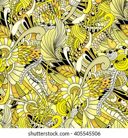 Seamless pattern background with abstract ornaments. Hand draw illustration