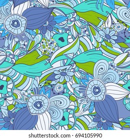Seamless pattern background with abstract ornaments. Hand draw illustration