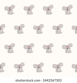 Seamless Pattern Background. Adorable Funny Doodle Animal Isolated on Background Wrapping Paper Print. Baby Textile Fabric Cute Cartoon Animal Swatch Template. 