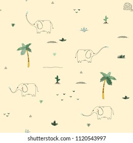 Seamless pattern background with African funny childish animals.