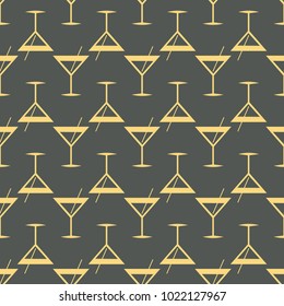 Seamless pattern background with alcohol cocktail drinks of martini, margarita, tequila or vodka.