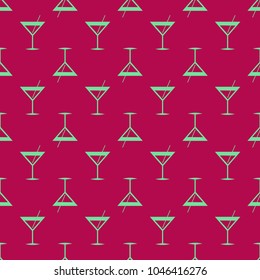 Seamless pattern background with alcohol cocktail drinks of martini, margarita, tequila or vodka.
