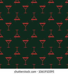 Seamless pattern background with alcohol cocktail drinks of martini, margarita, tequila or vodka.