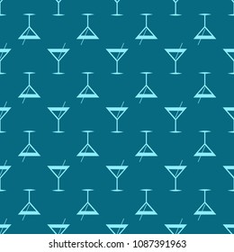 Seamless pattern background with alcohol cocktail drinks of martini, margarita, tequila or vodka.