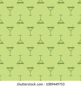 Seamless pattern background with alcohol cocktail drinks of martini, margarita, tequila or vodka.