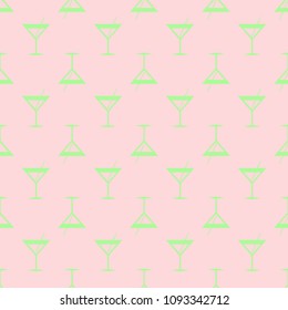 Seamless pattern background with alcohol cocktail drinks of martini, margarita, tequila or vodka.