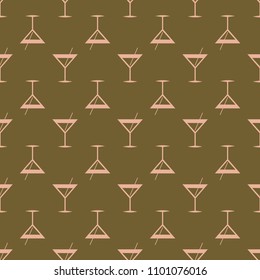 Seamless pattern background with alcohol cocktail drinks of martini, margarita, tequila or vodka.