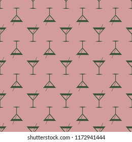 Seamless pattern background with alcohol cocktail drinks of martini, margarita, tequila or vodka.