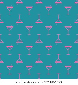 Seamless pattern background with alcohol cocktail drinks of martini, margarita, tequila or vodka.