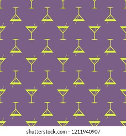 Seamless pattern background with alcohol cocktail drinks of martini, margarita, tequila or vodka.