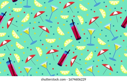 Fondo de patrón sin inconvenientes con bebidas alcohólicas de cóctel martini margarita tequila vodka ilustración vectorial