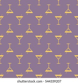 Seamless pattern background with alcohol cocktail drinks of martini, margarita, tequila or vodka.