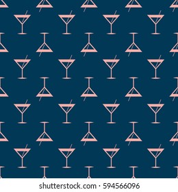 Seamless pattern background with alcohol cocktail drinks of martini, margarita, tequila or vodka.
