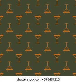 Seamless pattern background with alcohol cocktail drinks of martini, margarita, tequila or vodka.