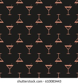 Seamless pattern background with alcohol cocktail drinks of martini, margarita, tequila or vodka.
