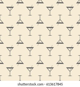 Seamless pattern background with alcohol cocktail drinks of martini, margarita, tequila or vodka.