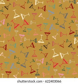 Seamless pattern background with alcohol cocktail drinks of martini, margarita, tequila or vodka.