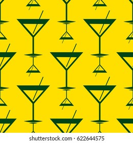 Seamless pattern background with alcohol cocktail drinks of martini, margarita, tequila or vodka.