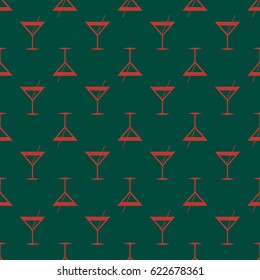 Seamless pattern background with alcohol cocktail drinks of martini, margarita, tequila or vodka.