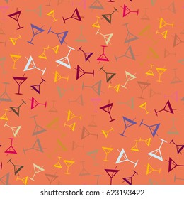 Seamless pattern background with alcohol cocktail drinks of martini, margarita, tequila or vodka.