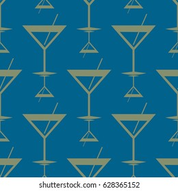 Seamless pattern background with alcohol cocktail drinks of martini, margarita, tequila or vodka.