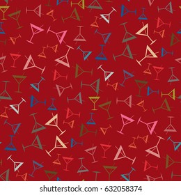 Seamless pattern background with alcohol cocktail drinks of martini, margarita, tequila or vodka.