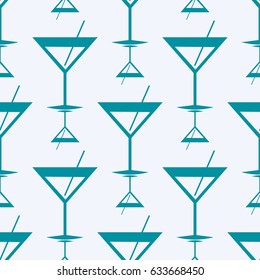 Seamless pattern background with alcohol cocktail drinks of martini, margarita, tequila or vodka.