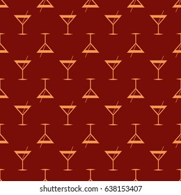 Seamless pattern background with alcohol cocktail drinks of martini, margarita, tequila or vodka.