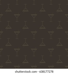 Seamless pattern background with alcohol cocktail drinks of martini, margarita, tequila or vodka.