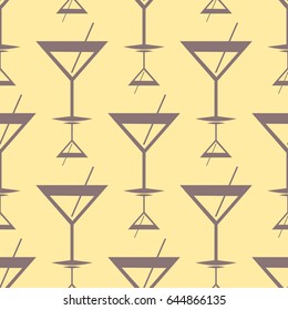 Seamless pattern background with alcohol cocktail drinks of martini, margarita, tequila or vodka.