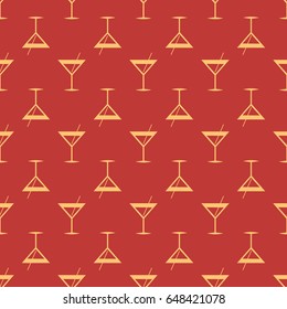Seamless pattern background with alcohol cocktail drinks of martini, margarita, tequila or vodka.