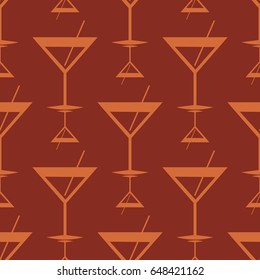 Seamless pattern background with alcohol cocktail drinks of martini, margarita, tequila or vodka.