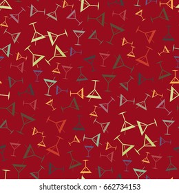 Seamless pattern background with alcohol cocktail drinks of martini, margarita, tequila or vodka.