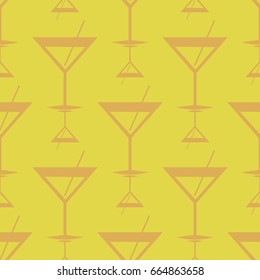 Seamless pattern background with alcohol cocktail drinks of martini, margarita, tequila or vodka.