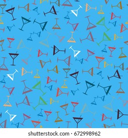 Seamless pattern background with alcohol cocktail drinks of martini, margarita, tequila or vodka.