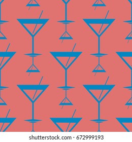 Seamless pattern background with alcohol cocktail drinks of martini, margarita, tequila or vodka.