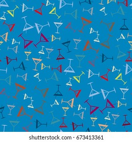 Seamless pattern background with alcohol cocktail drinks of martini, margarita, tequila or vodka.