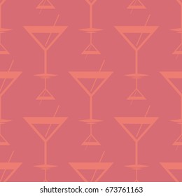 Seamless pattern background with alcohol cocktail drinks of martini, margarita, tequila or vodka.