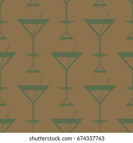 Seamless pattern background with alcohol cocktail drinks of martini, margarita, tequila or vodka.