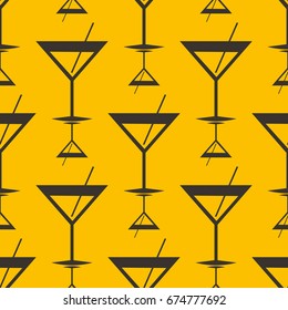 Seamless pattern background with alcohol cocktail drinks of martini, margarita, tequila or vodka.