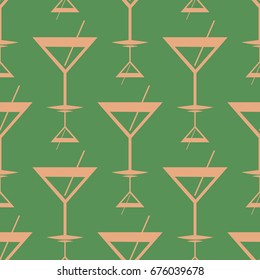 Seamless pattern background with alcohol cocktail drinks of martini, margarita, tequila or vodka.