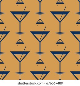 Seamless pattern background with alcohol cocktail drinks of martini, margarita, tequila or vodka.