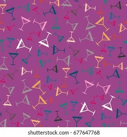 Seamless pattern background with alcohol cocktail drinks of martini, margarita, tequila or vodka.