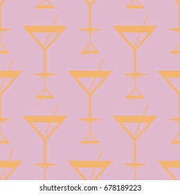 Seamless pattern background with alcohol cocktail drinks of martini, margarita, tequila or vodka.